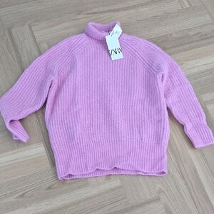 Zara Soft Pink Turtleneck Sweater Small
